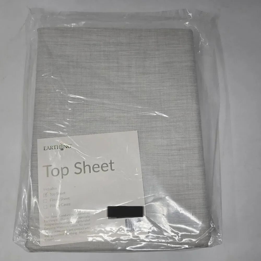 EARTHING GROUNDING BEIGE FLAT BED SHEET 98% COTTON 2% AGFLEX SILVER SIZE KING